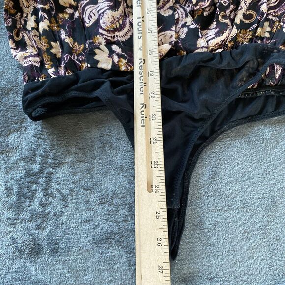 Intimately Free People Bodysuit Womens Small Black Call Me Later Ruffle Floral - Picture 10 of 10